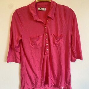 Hollister Women's Vibrant Pink Button-Down Shirt